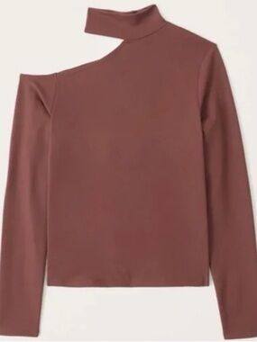 Abercrombie & Fitch Asymmetric Cutout Long-Sleeve Top in Mauve